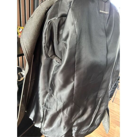 BANANA REPUBLIC Women's Belted Houndstooth Lined Mid Length Fall Coat sz L - Picture 4 of 7